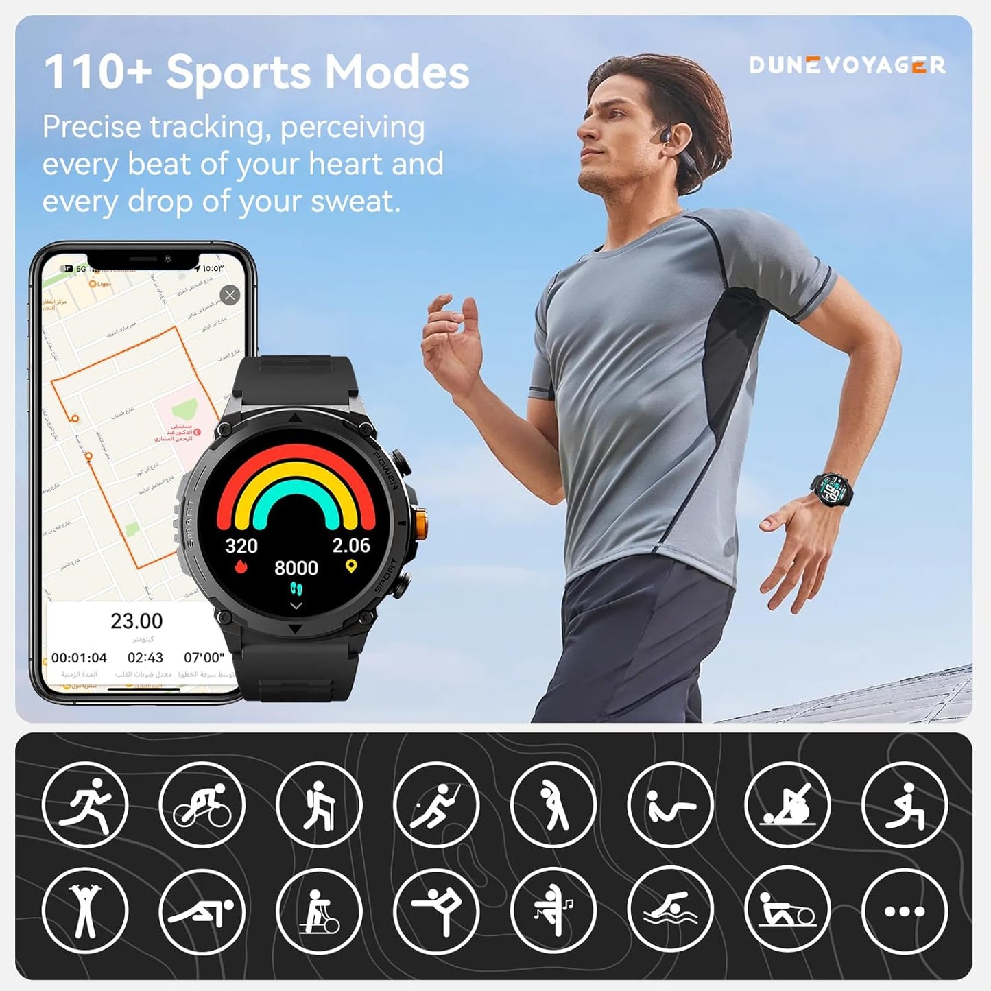 Smart Watch IP 68 Waterproof Answer Call, Supports the Arabic language Compatible with iPhone Android Phone, Answer and Make a Call, Fitness Tracker Heart Rate Monitor Watch (DV-SW4 Pro)